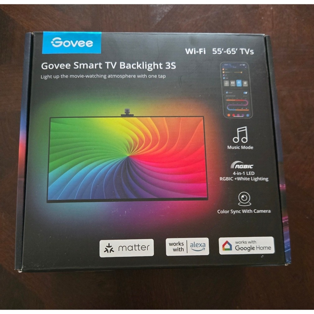 Govee Smart TV Backlight 3S RGBIC LED Strip for 55-65" TVs H6098B Matter Wi-Fi